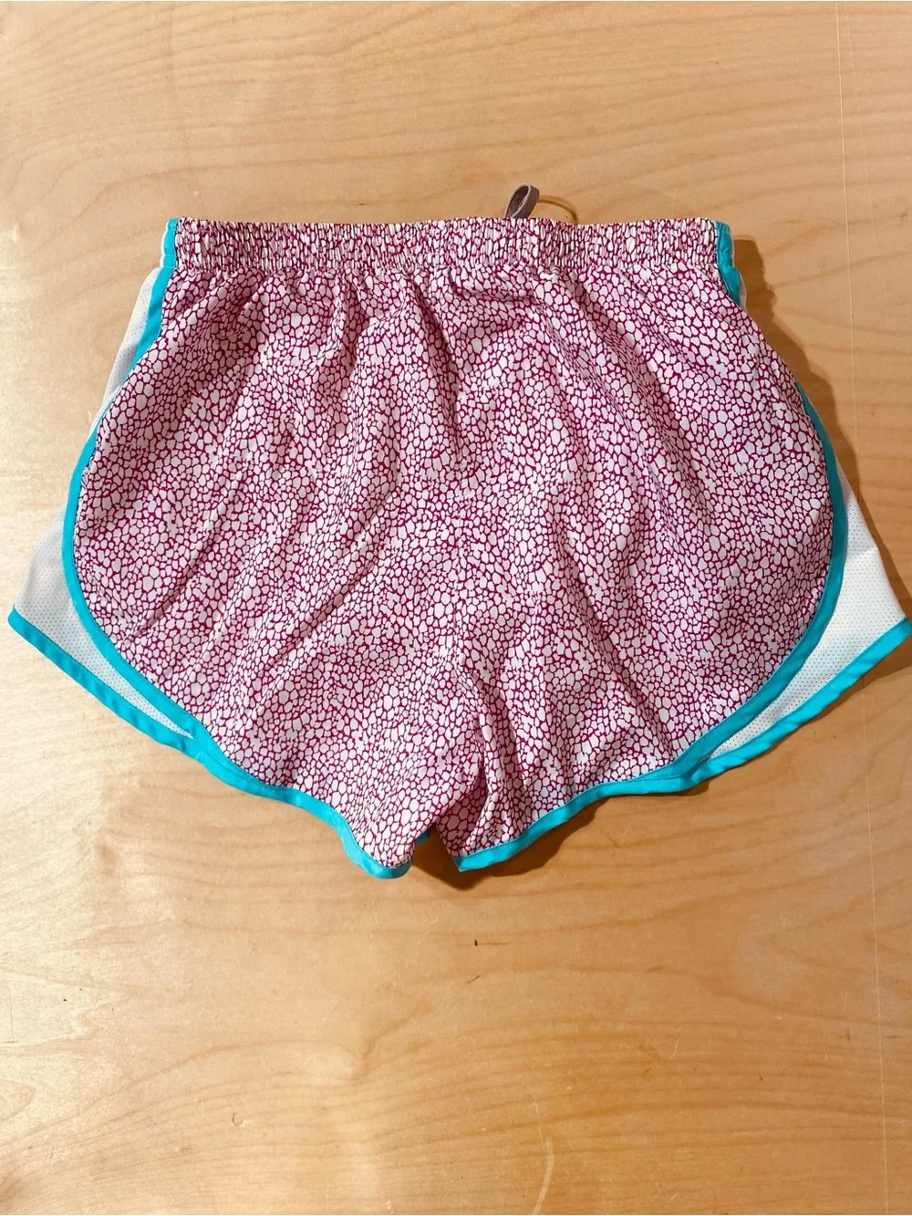 Nike Women's Pink Printed Athletic Shorts with Teal Trim Small (SZ)